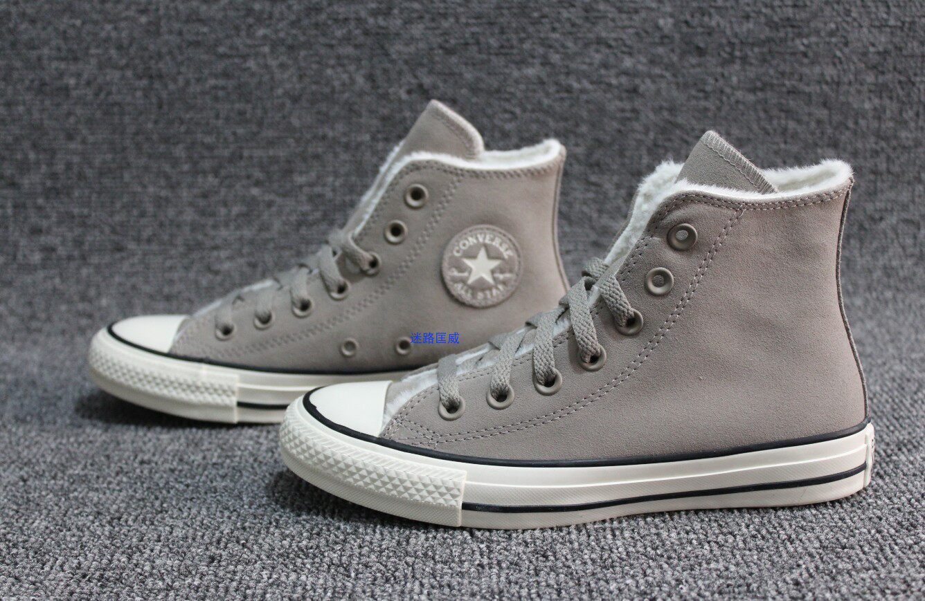 加绒秋冬匡威纯色高帮翻毛皮休闲鞋569397c569398c569399c运动休闲鞋