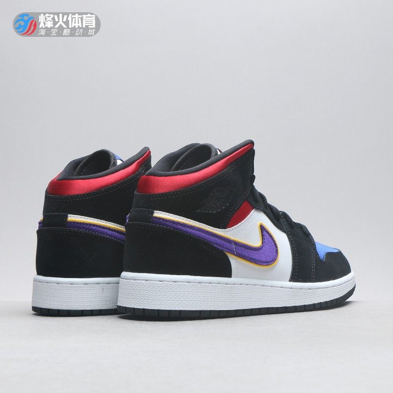烽火airjordan1midaj1红蓝湖人紫钩top3拼接篮球鞋
