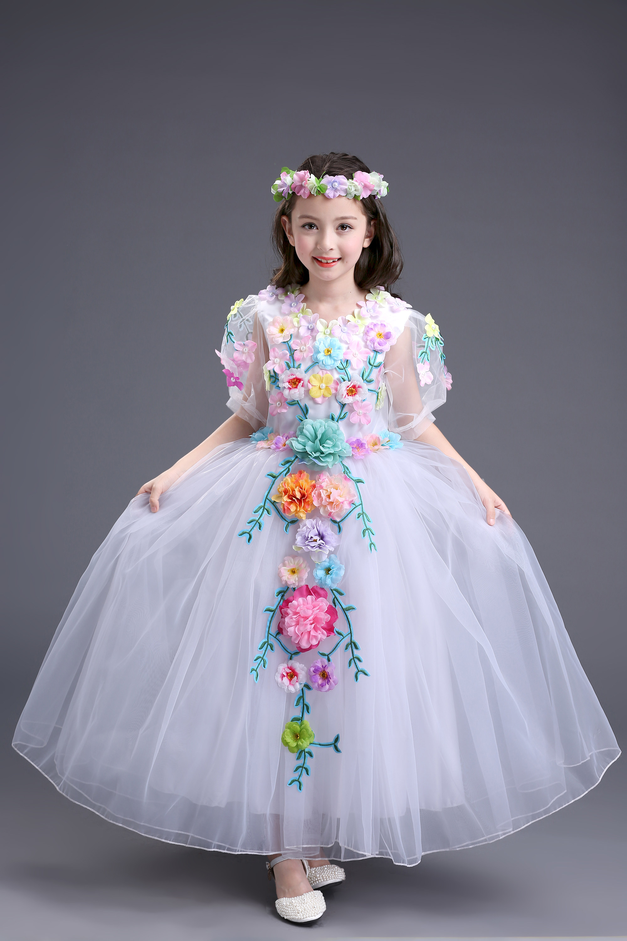 清仓花仙子公主蓬蓬长裙舞蹈演出服走秀幼儿中学生儿童演出服