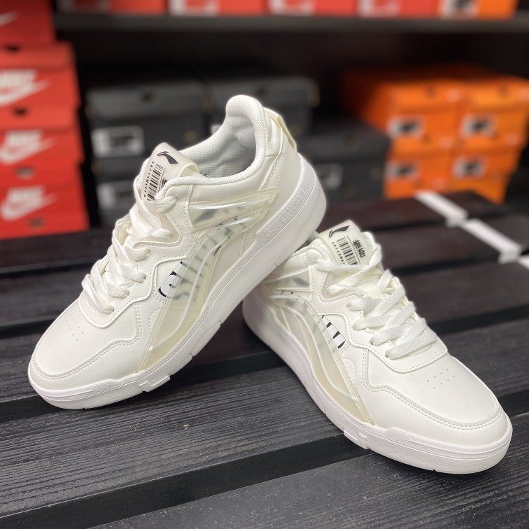 lining李宁惟吾系列男子小白鞋系带耐磨休闲低帮运动休闲鞋