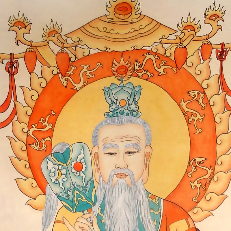 道家老子画像挂画紫气东来太上老君神像家用家居客厅装饰卷轴挂画