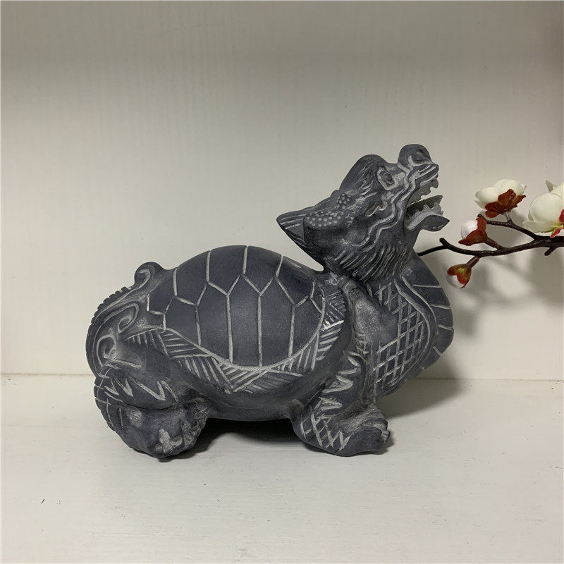青石龙龟摆件石雕天然石材雕刻工艺工艺品品茶石雕