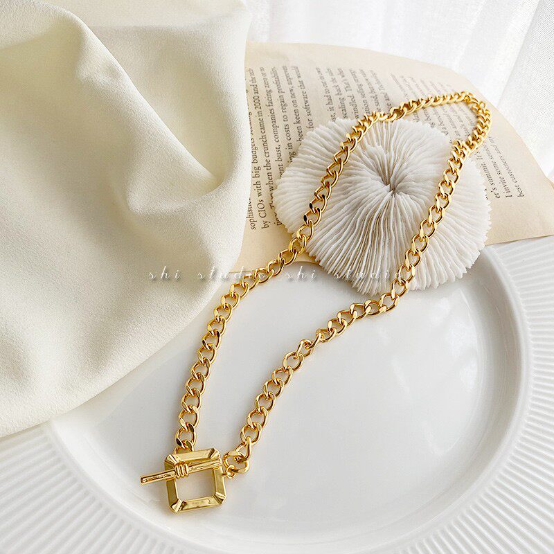 savi同款方扣粗链条牛仔项链ins欧美配饰饰品项链