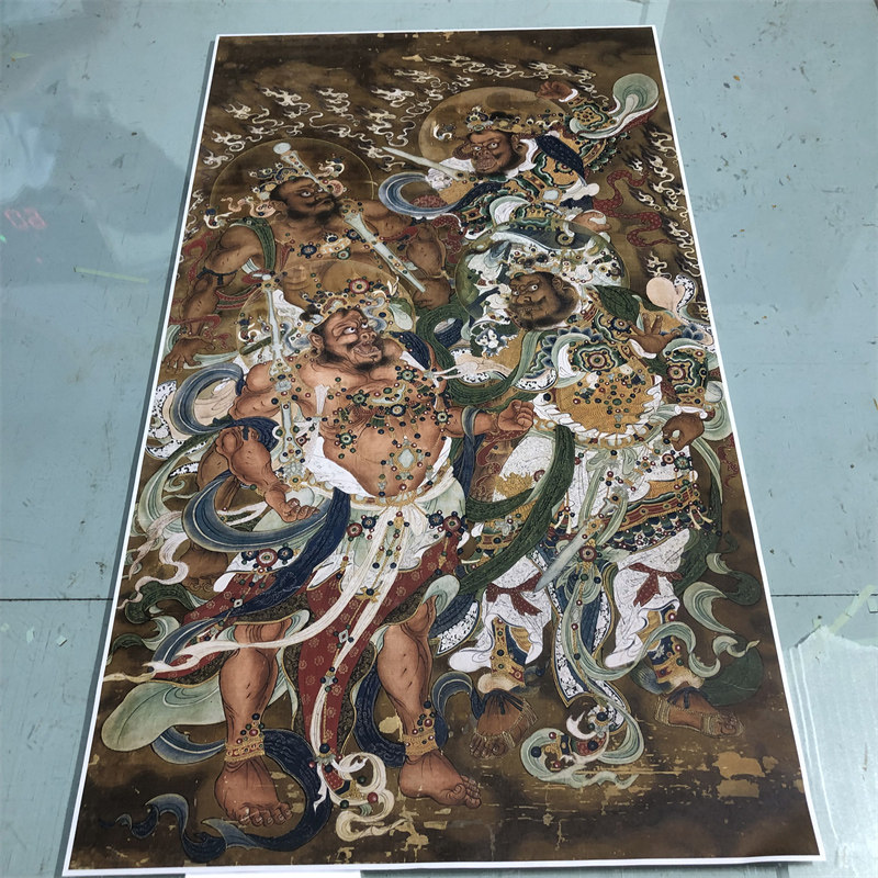 佚名四大天王艺术微喷复制人物画国画高档立轴装饰画国画