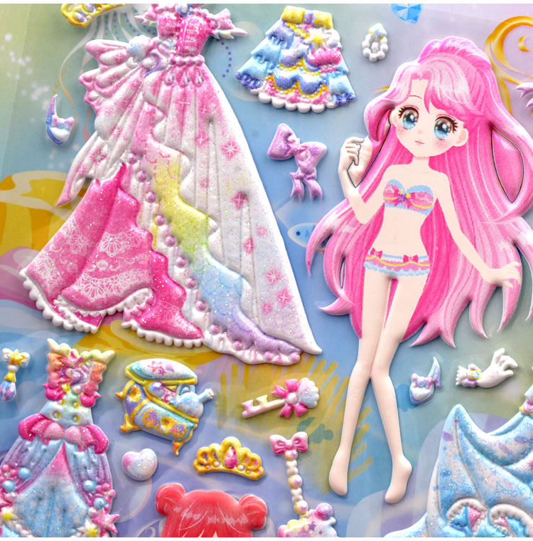 梦幻城堡换装公主贴纸小女孩衣服儿童童可爱卡通芭比贴纸