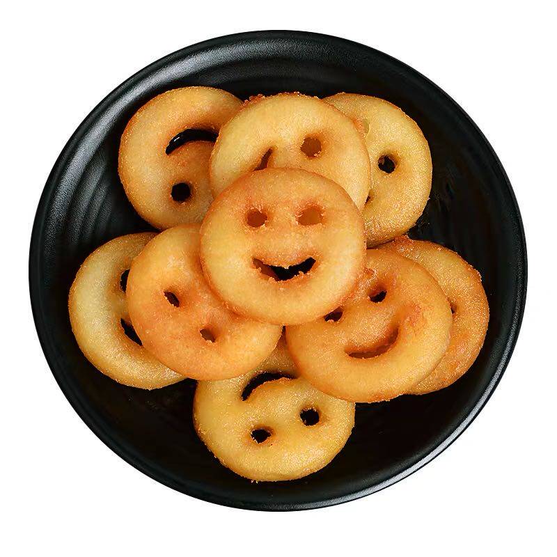 蓝顿旭美笑脸饼2kg包油炸薯饼冷冻小吃椭圆饼半成品薯条商用整箱