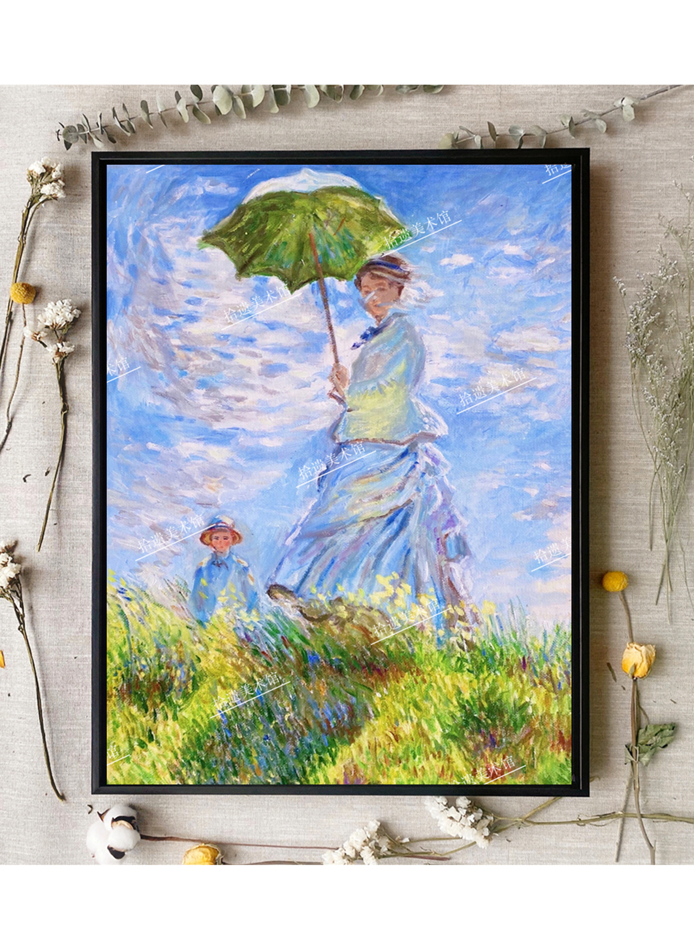 手绘油画莫奈阳伞女人世界名画临摹美院画师欧式油画