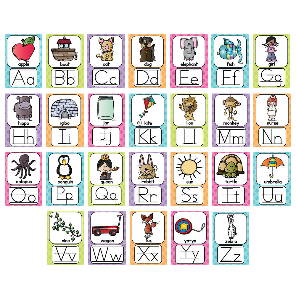 26个英文字母a4海报alphbates幼儿园教室装饰装修宝宝早教闪卡