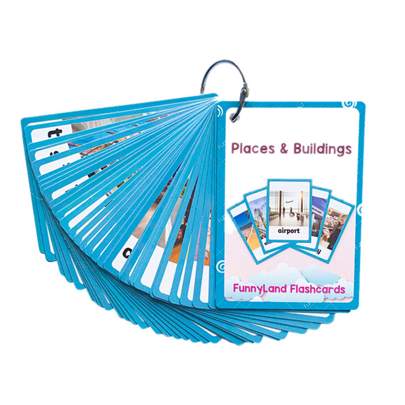 闪卡英文英语建筑场所单词卡片宝宝启蒙幼儿园早教闪卡