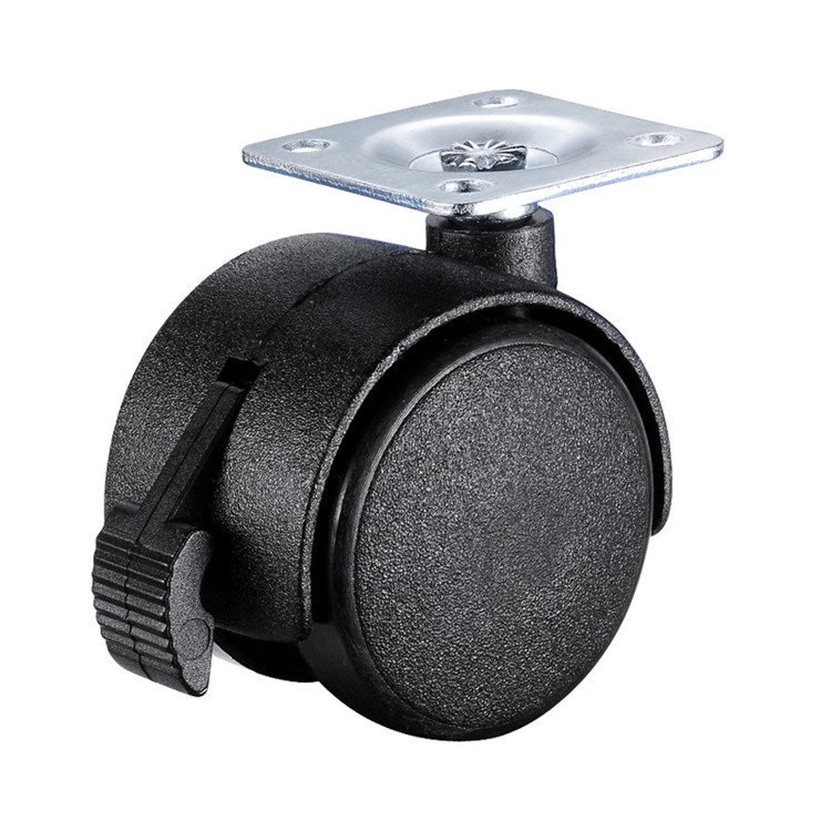 1.5寸万向轮子桌转椅轮小手推车带刹无刹脚滑轮电脑床柜台滚轱辘