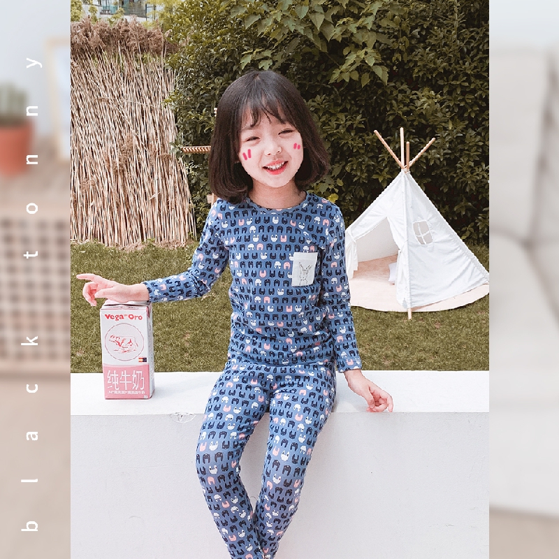 小黑托昵托尼儿童内衣套装纯棉女童秋衣秋裤宝宝内衣套装