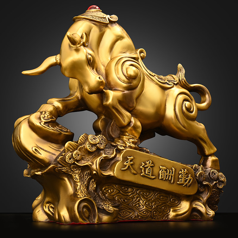 铜牛摆件纯铜牛气冲天生肖旺市客厅桌面公司摆件