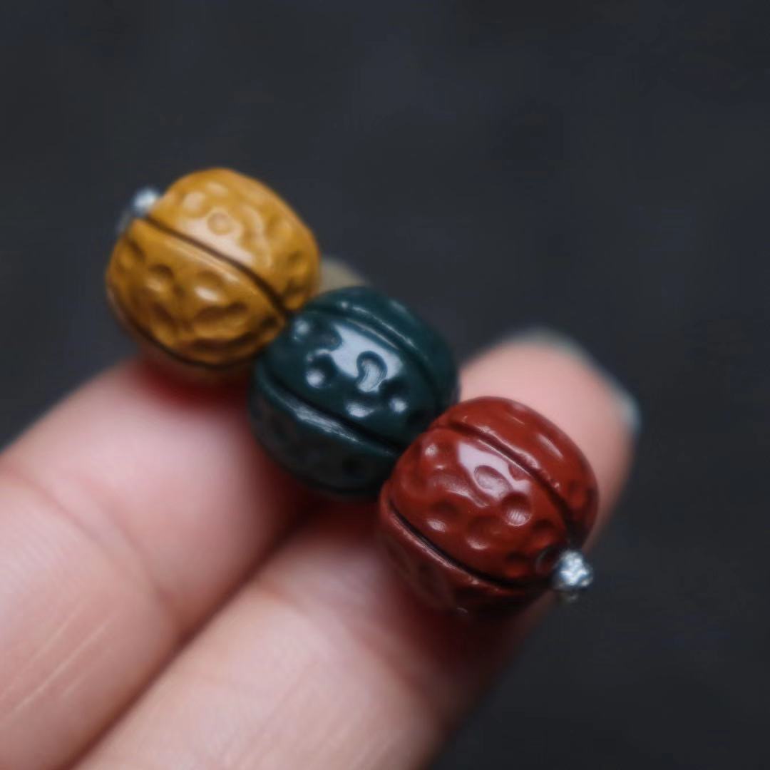 天然阿拉善玛瑙雕刻小金刚红绿灯顶腰珠隔菩提108手其他diy饰品配件