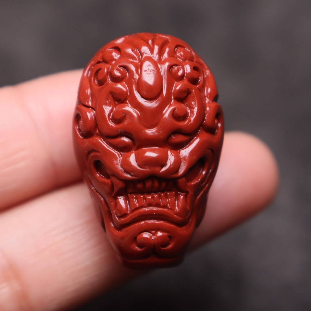 天然阿拉善玛瑙兽面般若三通一体佛头手长金刚其他diy饰品配件