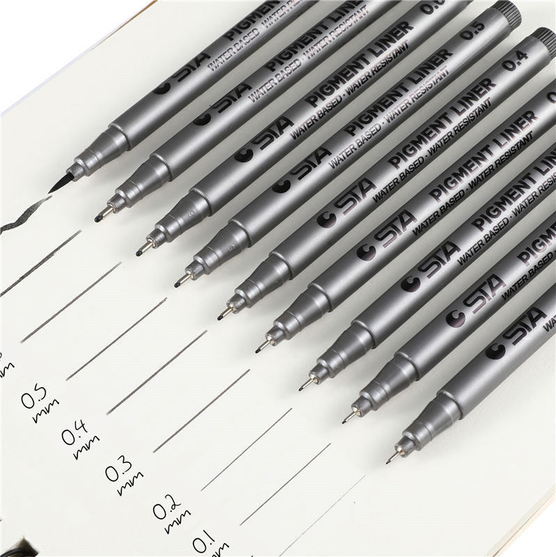 斯塔勾线笔学生美术描边极细黑色幼儿园手绘画画勾线笔