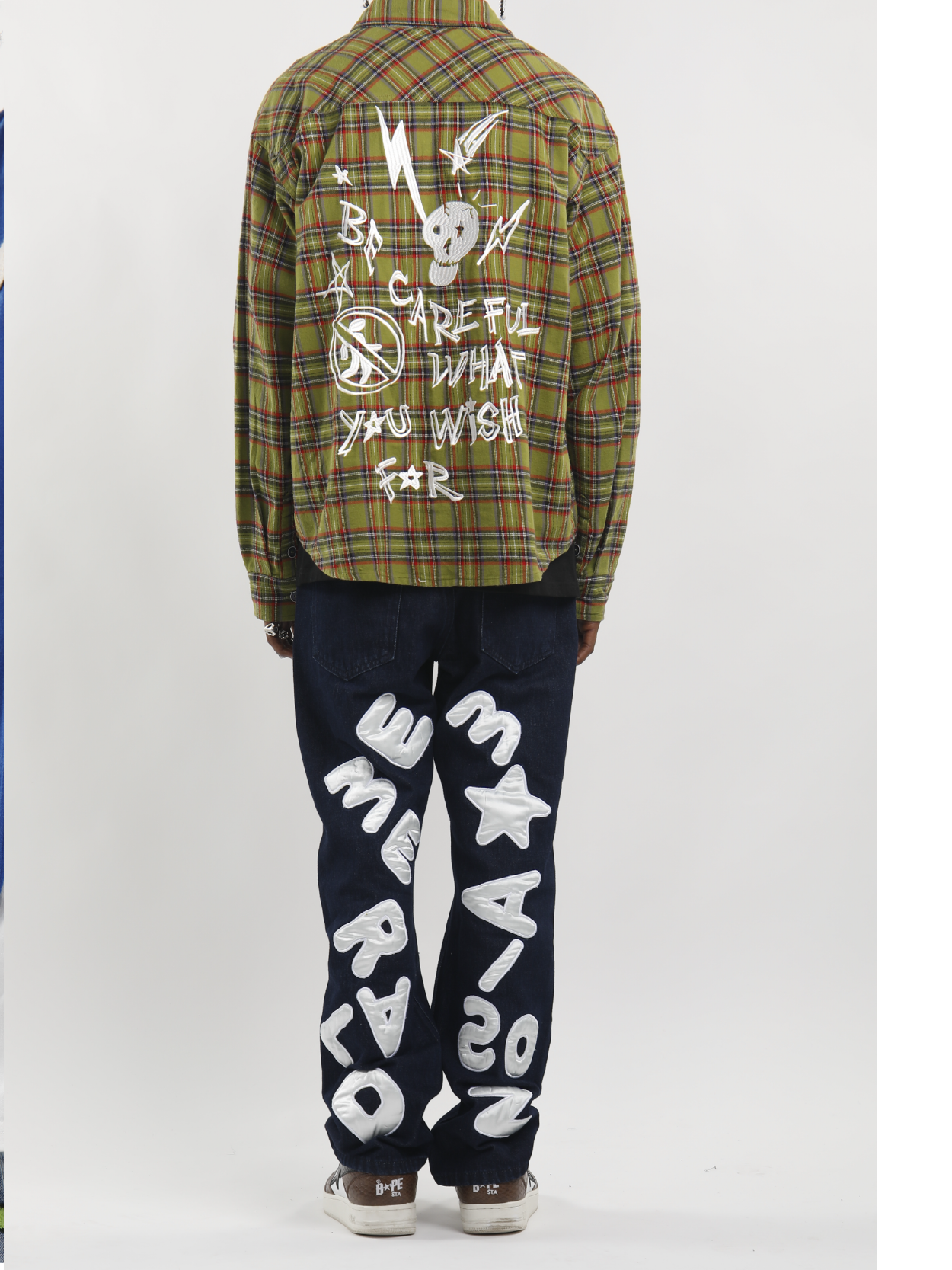 maisonemerald充绒贴布五角星潮牌牛仔裤宽松直筒休闲高街牛仔裤