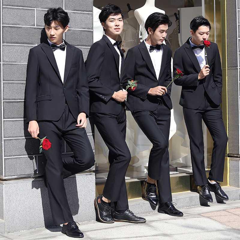 伴郎团服兄弟冬季婚礼创意结婚套装西装三件cosplay男装