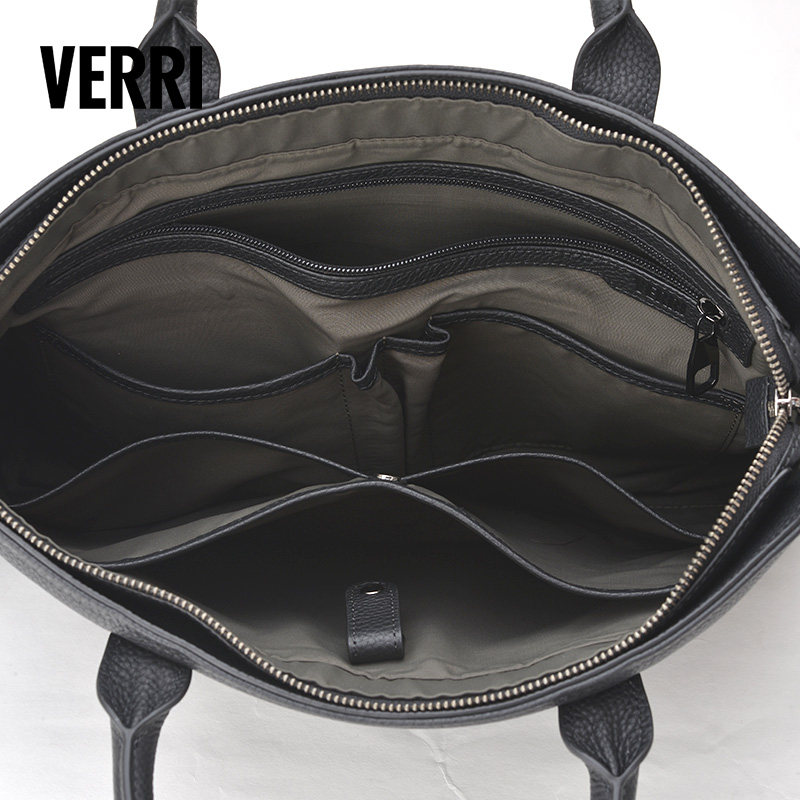 verri男士公文包青年颗粒手提包商务横款软皮正品男士包袋