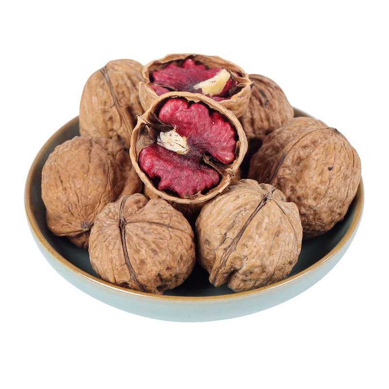 核桃2021新货红仁红衣薄皮红肉桃红红心1斤纸皮