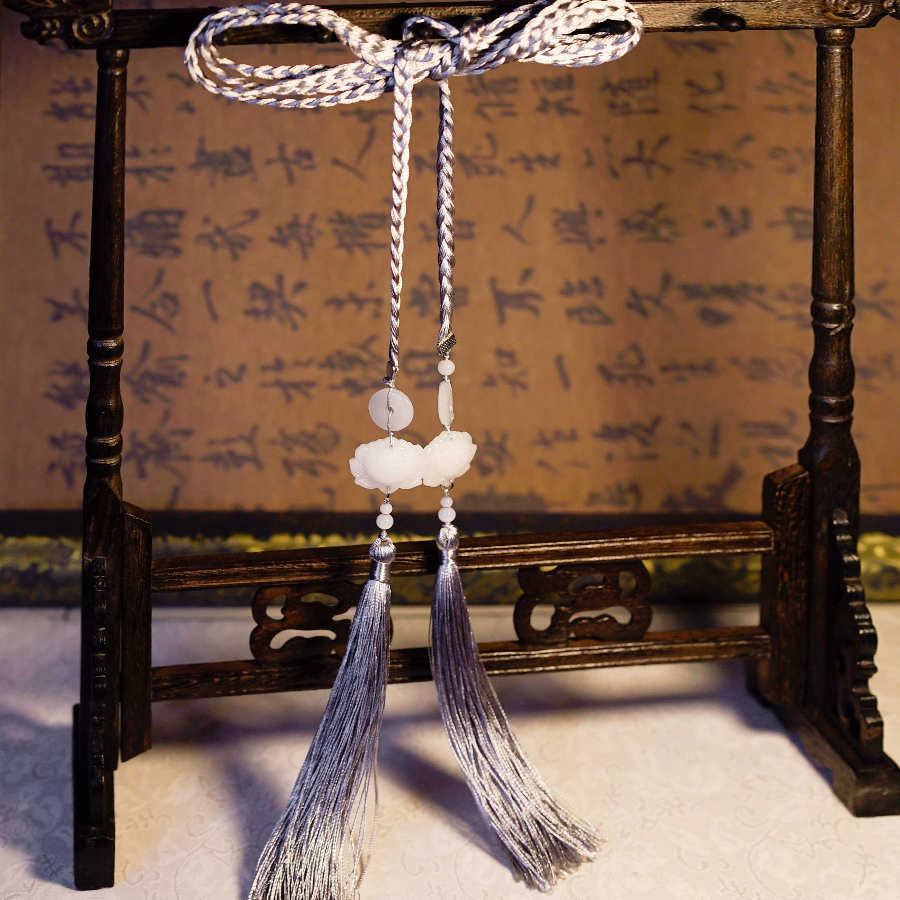 风雅司制宫绦腰绳仿玉莲花龙牌圆领袍汉配饰腰带