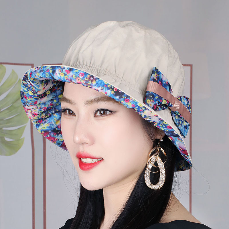 帽子春秋薄款女士碎花花时尚逛街大头韩版娃娃帽子