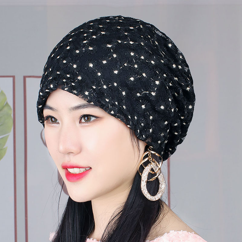 优雅花朵头巾女士春夏季薄款透气柔软白发帽子帽子