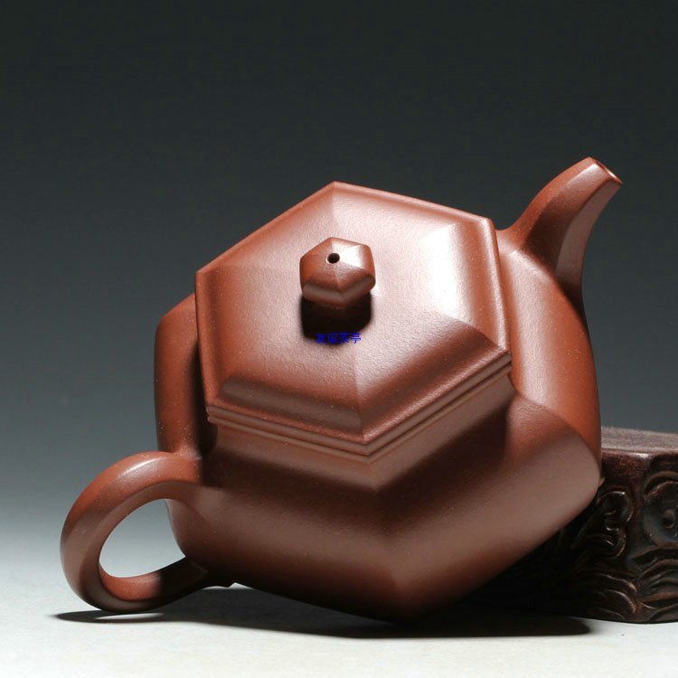 宜兴紫砂壶工艺艺师方玉兰玉兰手工六方仿古260cc茶壶