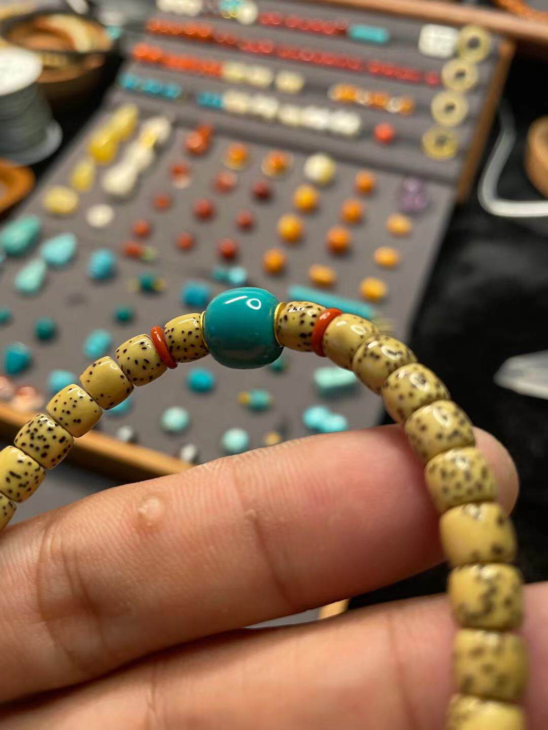 手串佛珠文玩配饰佛头蜜蜡绿松松石南红老型佛珠