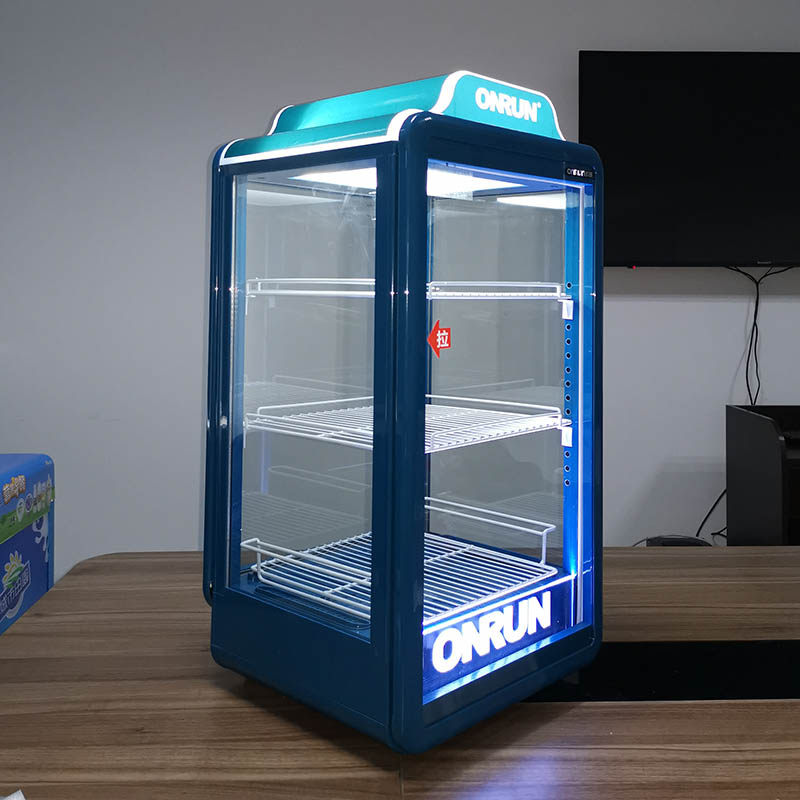 onrun 66l热饮展示柜饮料牛奶加热柜热饮柜热饮机热罐机四面玻璃