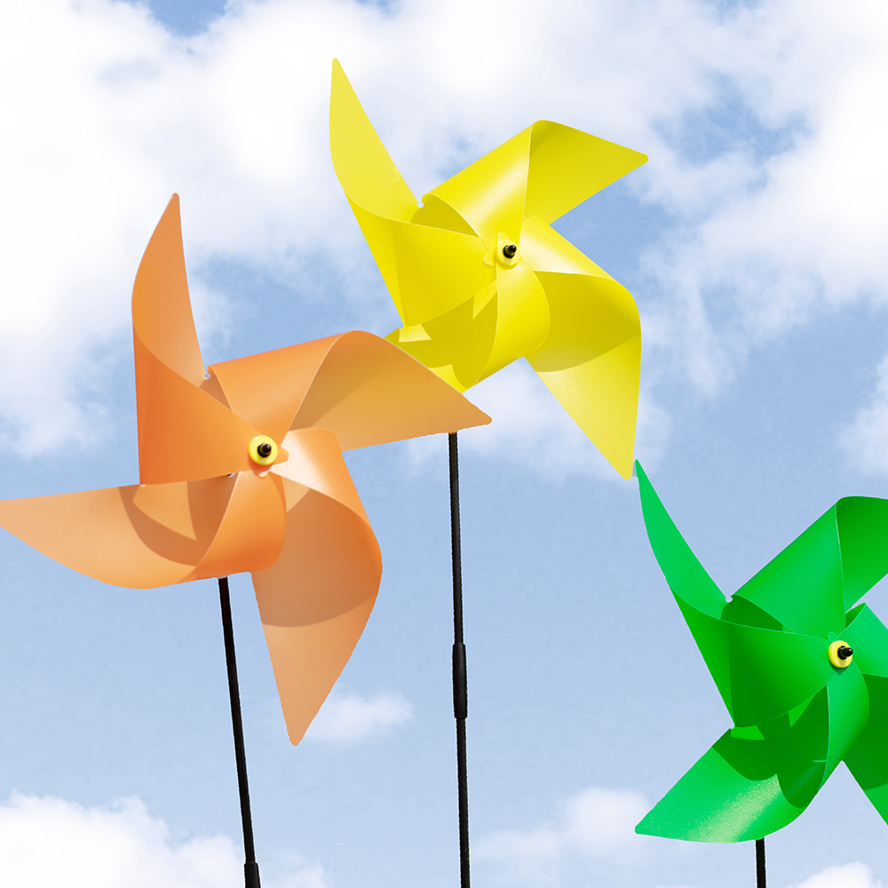 塑料小风车旋转装饰户外悬挂风车幼儿园儿童地推玩具手工制作风车