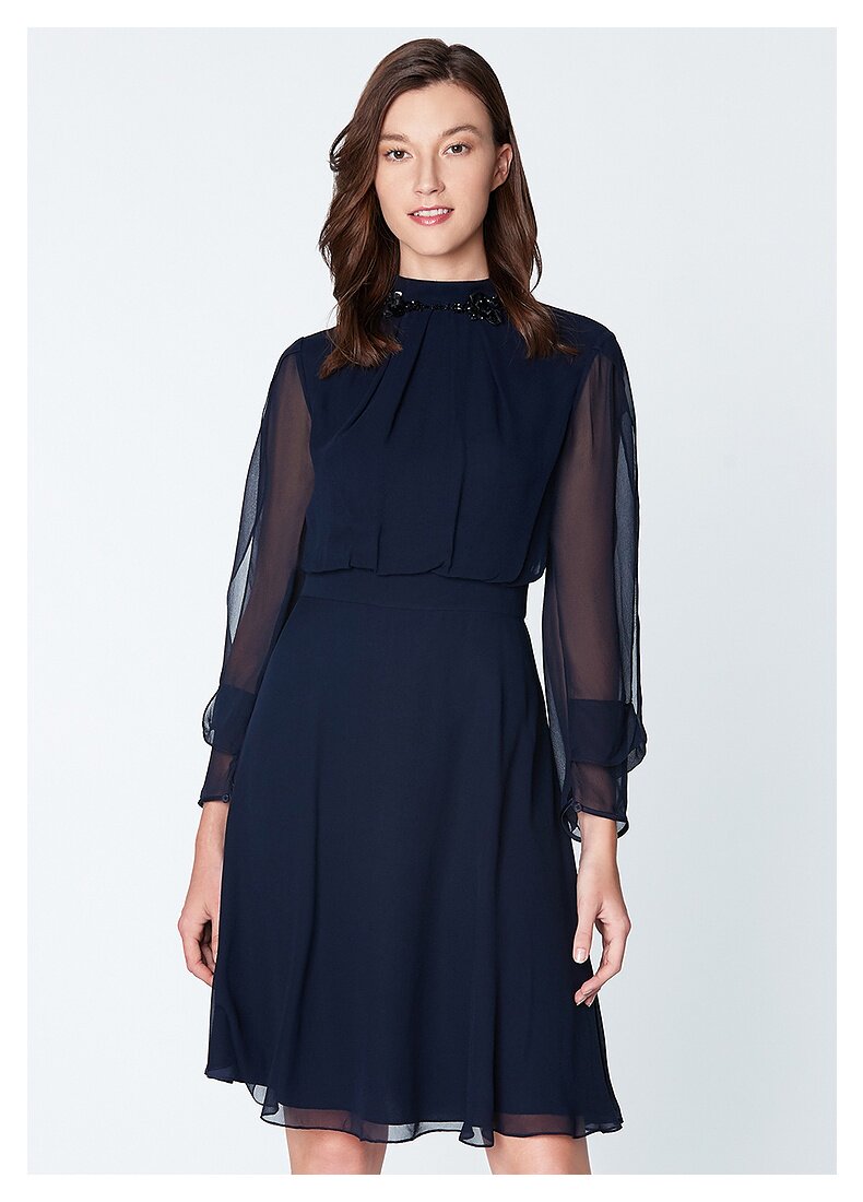 ports宝姿专柜正品桑蚕蚕丝长袖修身连衣裙ln8d073gws001连衣裙