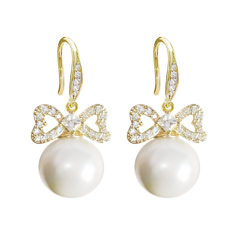 联合合格法式蝴蝶结珍珠甜美美公主超仙耳环网红耳环