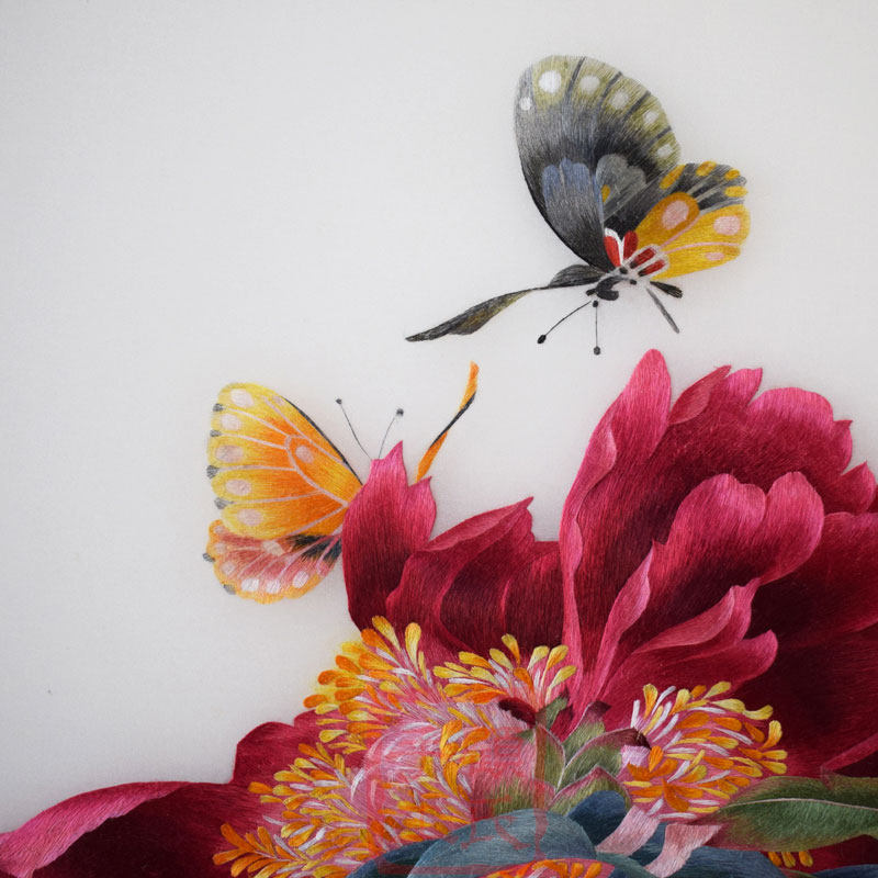 顾氏苏绣牡丹丝工工艺刺绣花卉国色天香苏绣