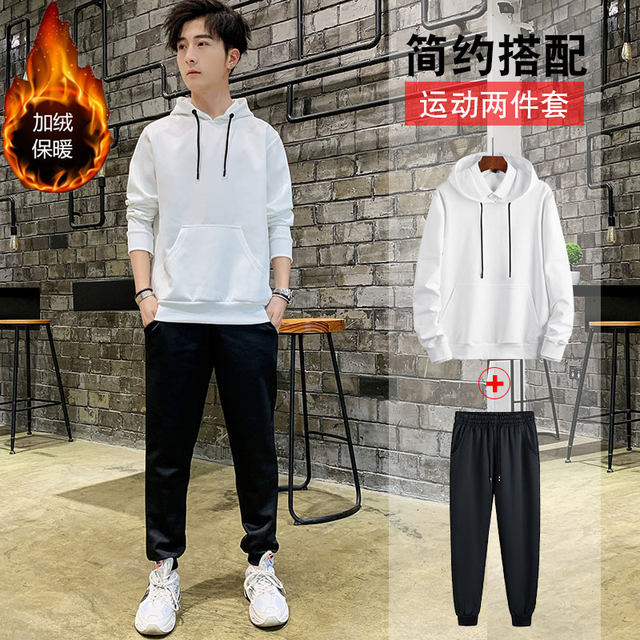 Fall sports suit Korean version of the trend of men's casual cool spring and autumn hooded sweater men Fall sports suit Korean version of the trend of men's casual cool spring and autumn hooded sweater men