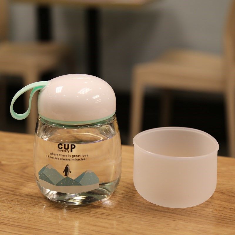 女士随身携带小水水杯小号小巧玻璃杯外出便携创意玻璃杯