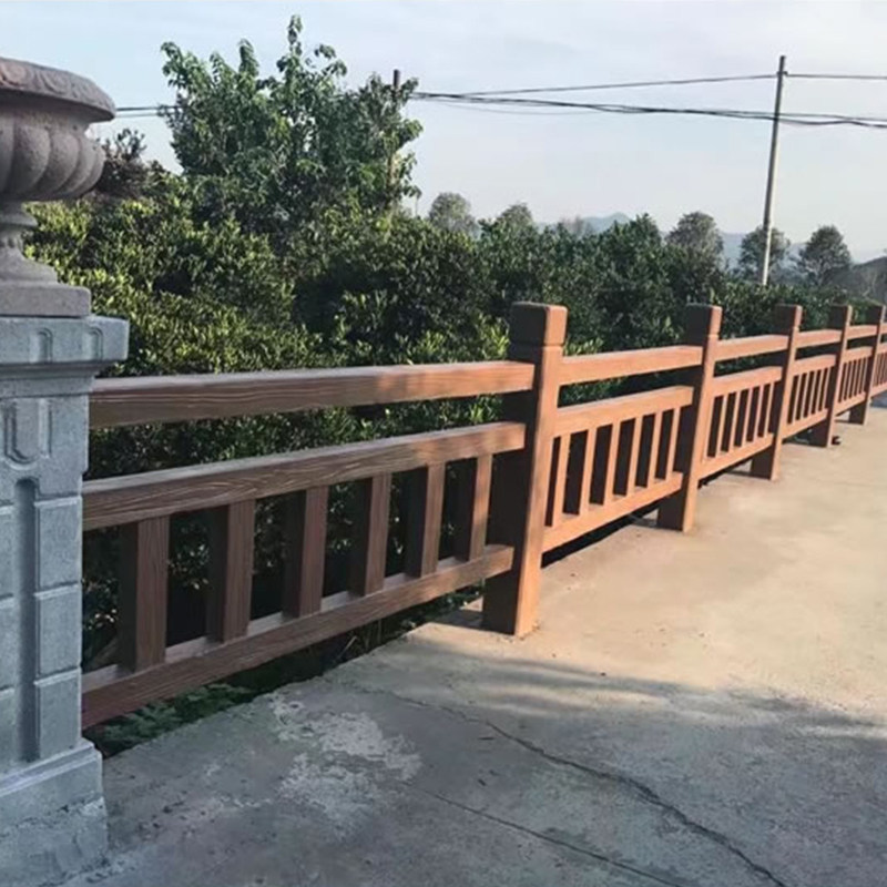 围栏仿木水泥护栏河道公园景观区木纹扶手栏杆护栏