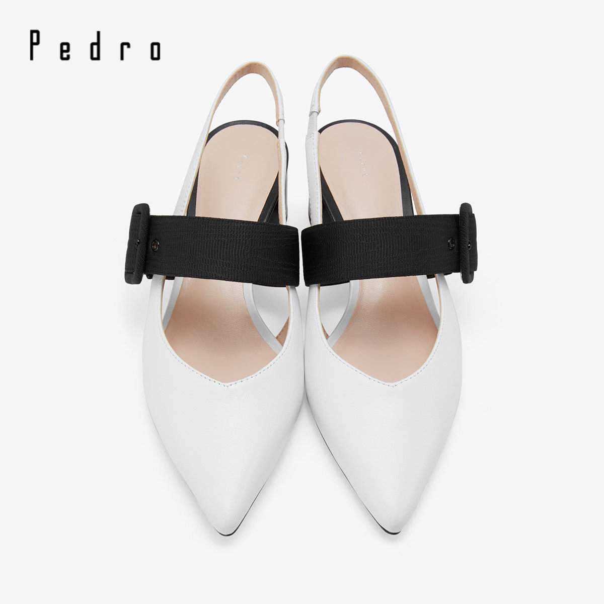 他他商城 鞋子 pedro粗跟凉鞋pw1-26220032女士v口后绊带饰尖头低跟鞋