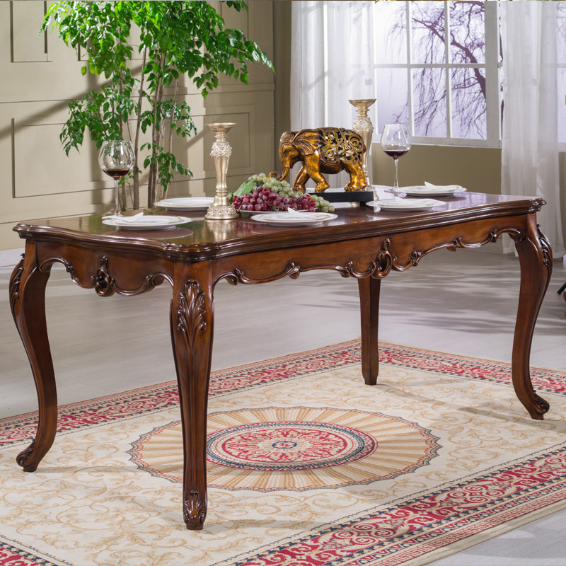 餐桌雅轩美式实木桌椅组合欧式长方形吃饭桌子实木餐桌