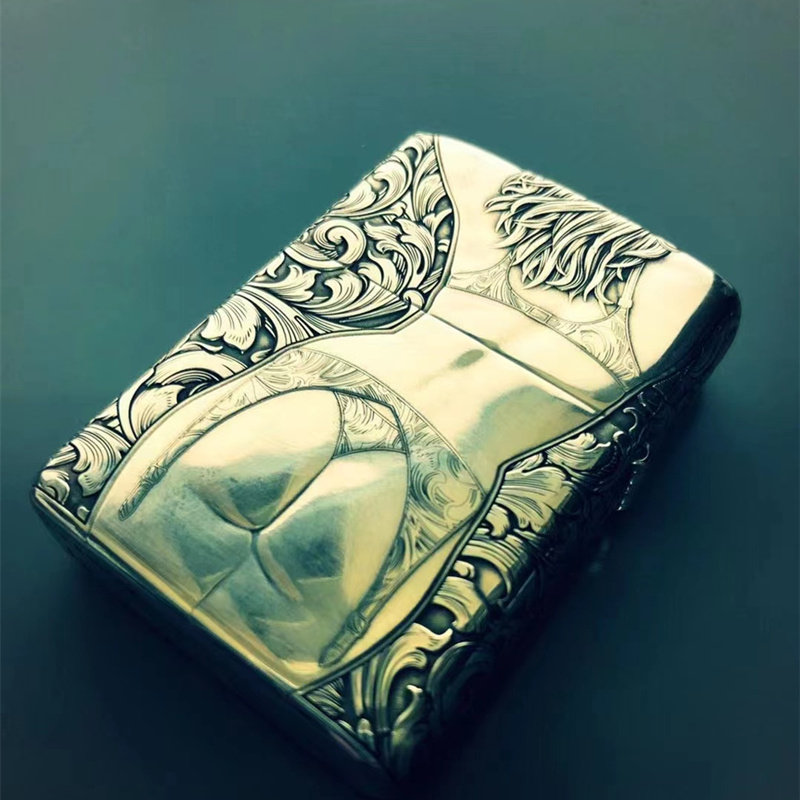 正品zippo防风煤油打火机蚊版比基尼女郎纯铜浮雕zippo
