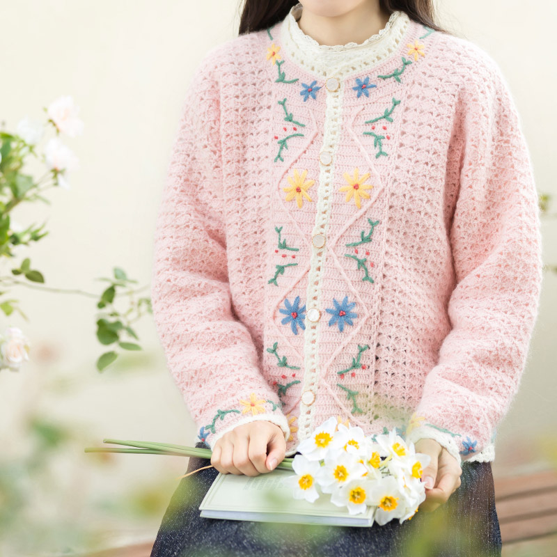 苏苏姐家洛可可刺绣开衫diy手工钩针编织衣服毛线团毛线