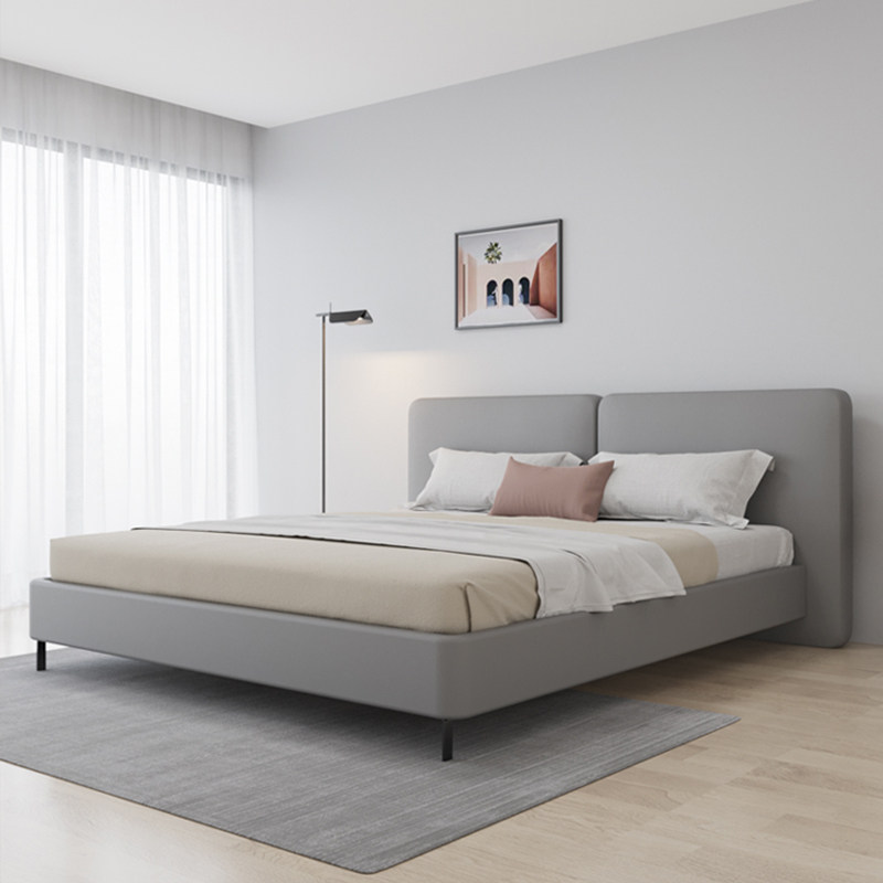 北欧现代简约布艺内嵌齐边款双人婚床卧室靠背科技布艺床