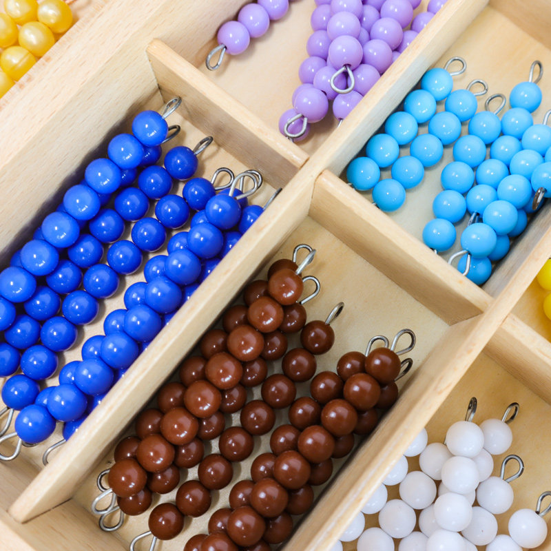 彩色串珠棒珠子平方片塔金色蒙氏数学早教玩具幼儿园蒙台蒙特梭利