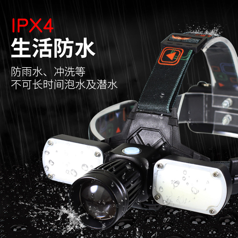 led头灯强光可充电远射头戴式远近光超亮夜钓捕鱼矿灯防水多功能