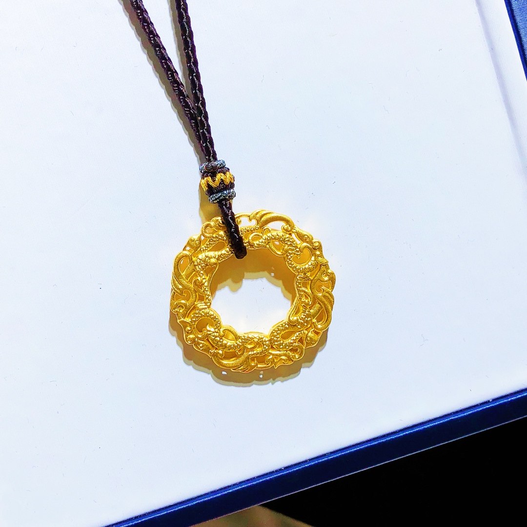 足金龙腾镂空龙男生肖硬金3d吊坠金龙腾古法颈饰