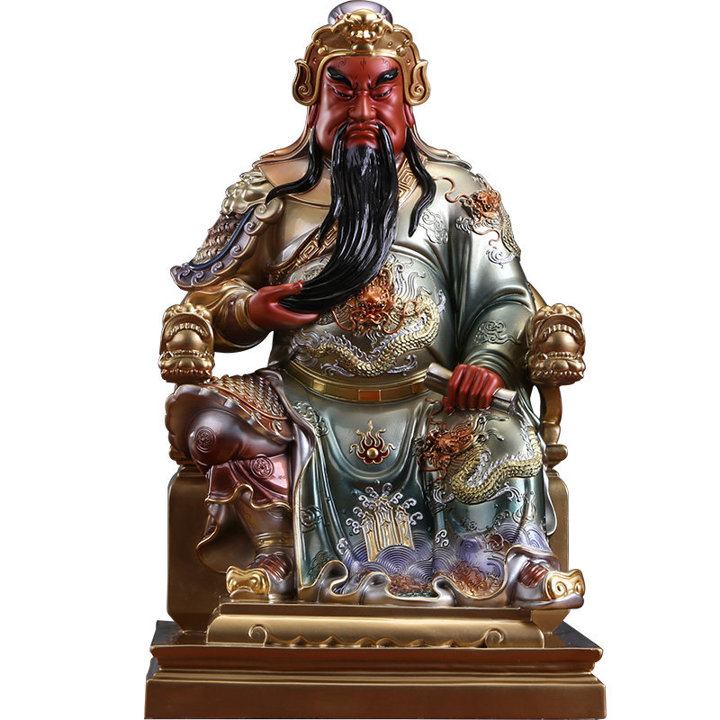 台湾铜雕关公神像坐像纯铜关帝圣君武财神二爷摆件