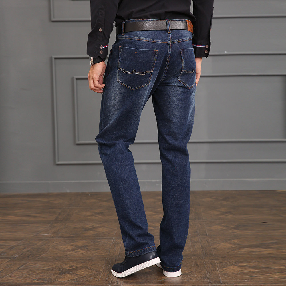 威鹏正品秋冬男士厚款牛仔裤中腰直筒修身窄脚牛仔裤
