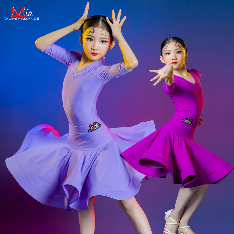 米娅拉丁舞舞蹈服大裙摆夏季少儿比赛考级女童儿童演出服