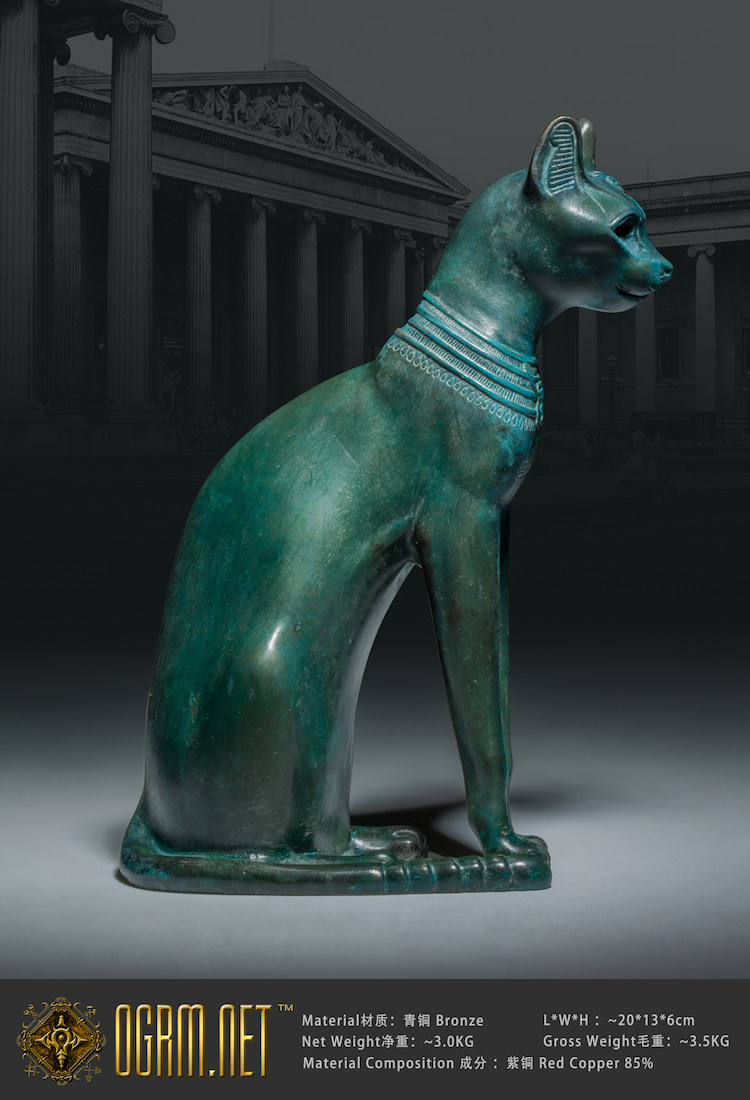 奥格瑞玛 大英博物馆古埃及猫神贝斯特 bastet 青铜雕像摆件雕塑