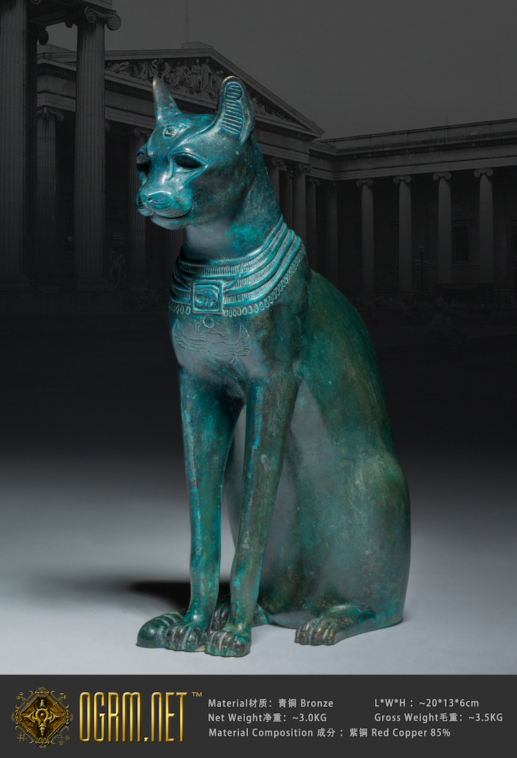 奥格瑞玛大英博物馆古埃埃及猫神贝斯特bastet青铜雕像摆件