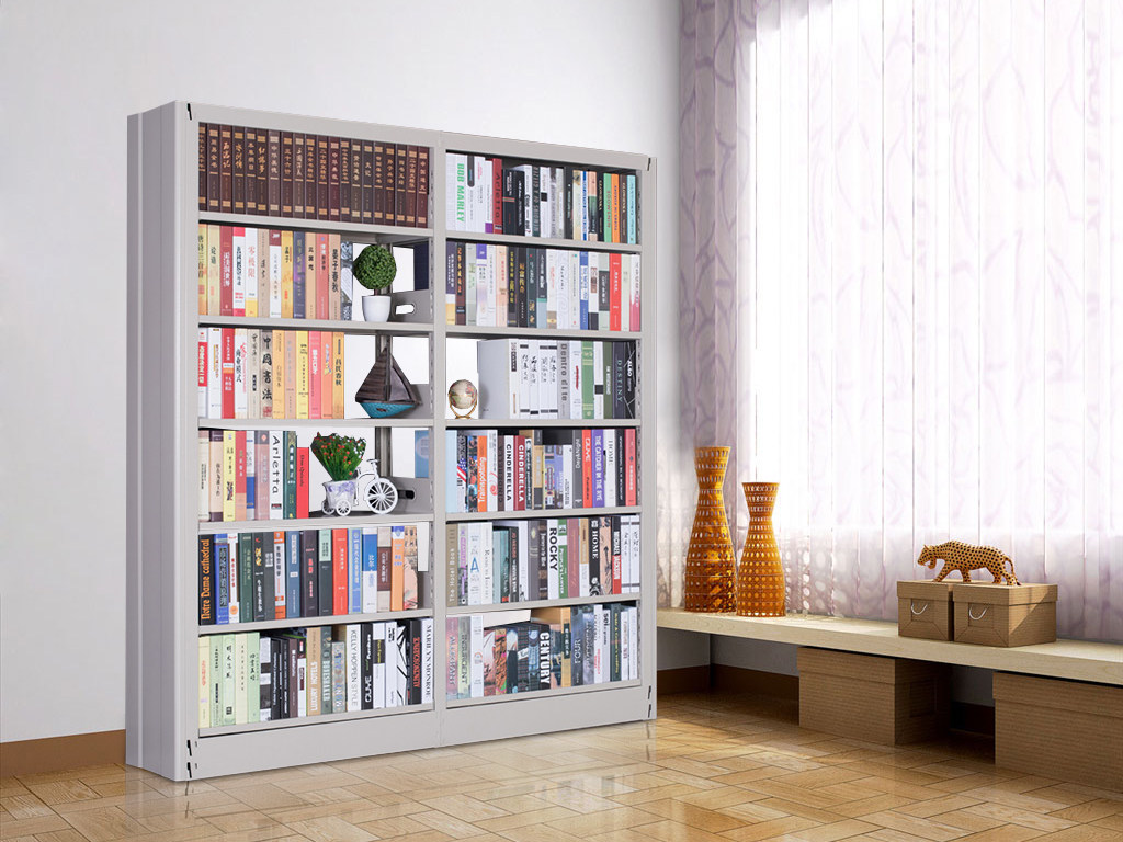 实木钢制书架学校图书馆阅览室书籍馆书店双面书架档案资料展示架